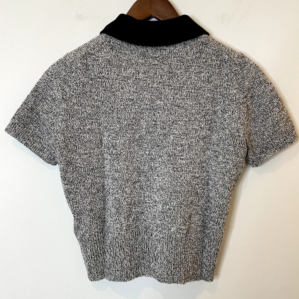 J.Crew Marled Cashmere Sweater Tee Short Sleeve Polo Luxury CG789 Black Grey XS - Picture 7 of 15